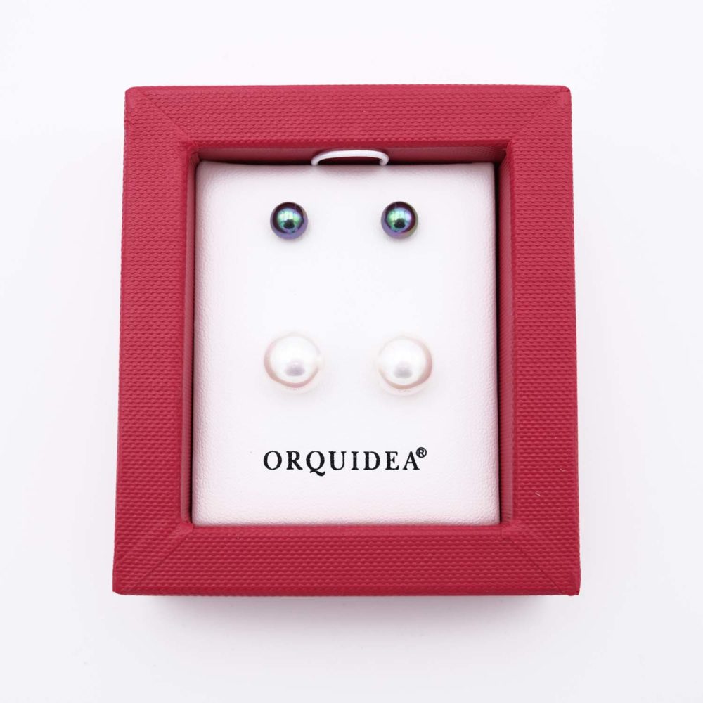Duo de Boucles d'Oreilles en Perles de Majorque - 7 et 12 mm - Image 4