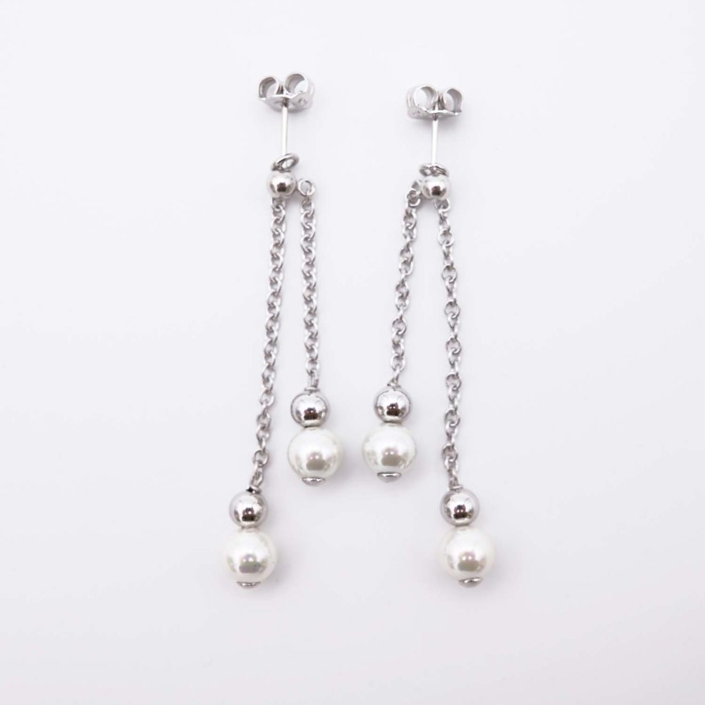 Boucles d'Oreilles en Perles de Majorque - 7 x 55 mm - Image 2