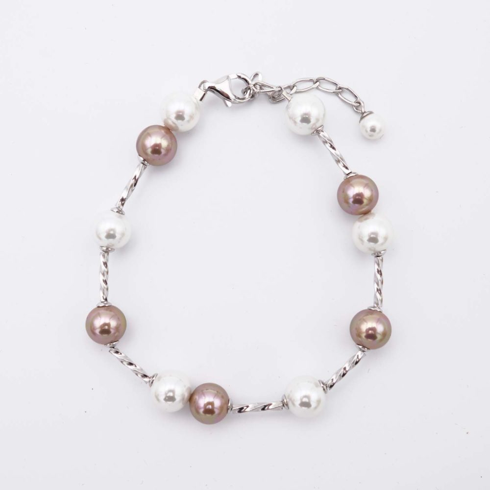 Bracelet en Perles de Majorque - 8 mm - Long. ajustable - Image 2