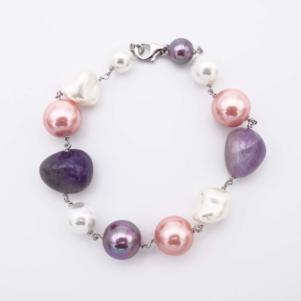 Bracelet en Perles de Majorque - 8 à 12 mm - Long. 19 cm - Image 2