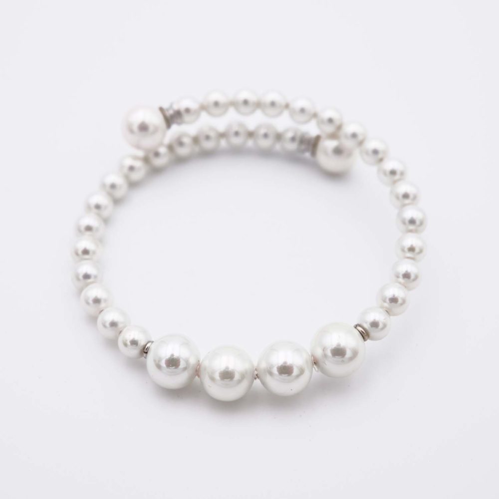 Bracelet en Perles de Majorque - 5 et 8 mm - Long. ajustable - Image 2