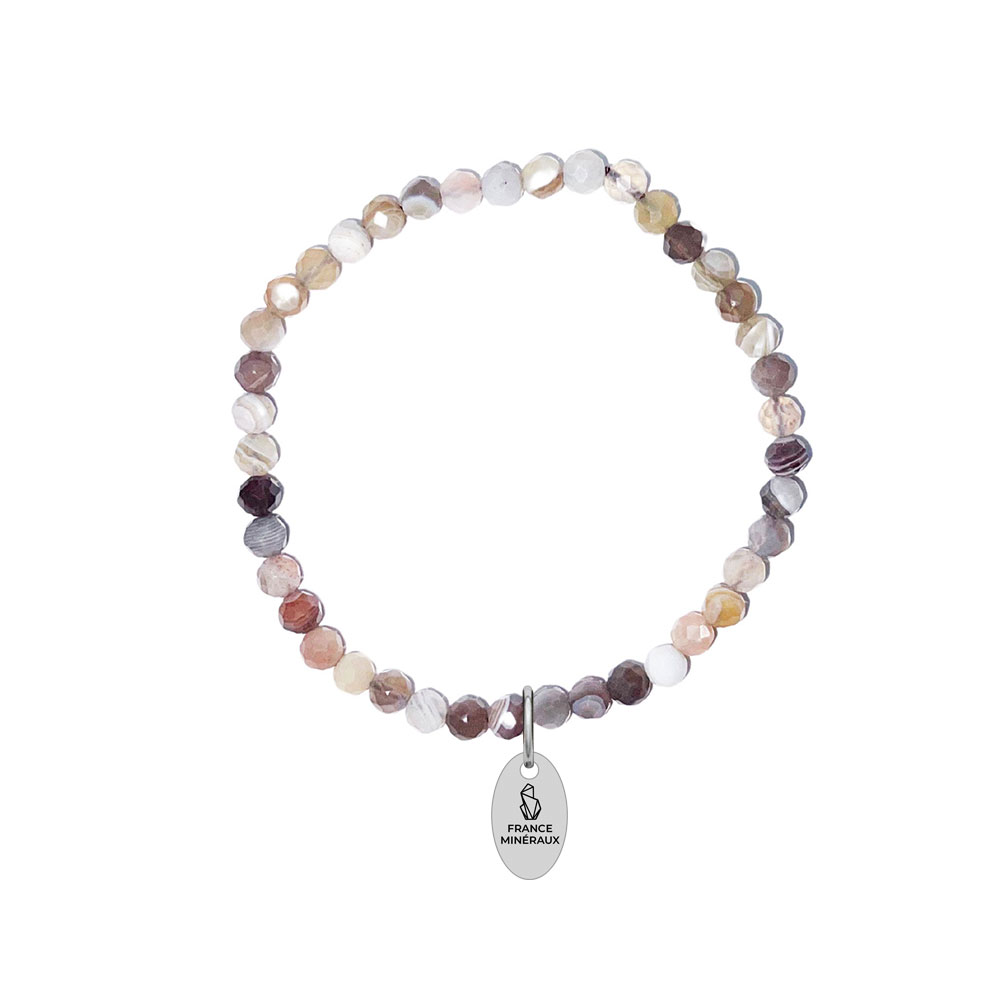 Bracelet Agate du Botswana - Perles facettées 3/4mm - 18cm – Image 2