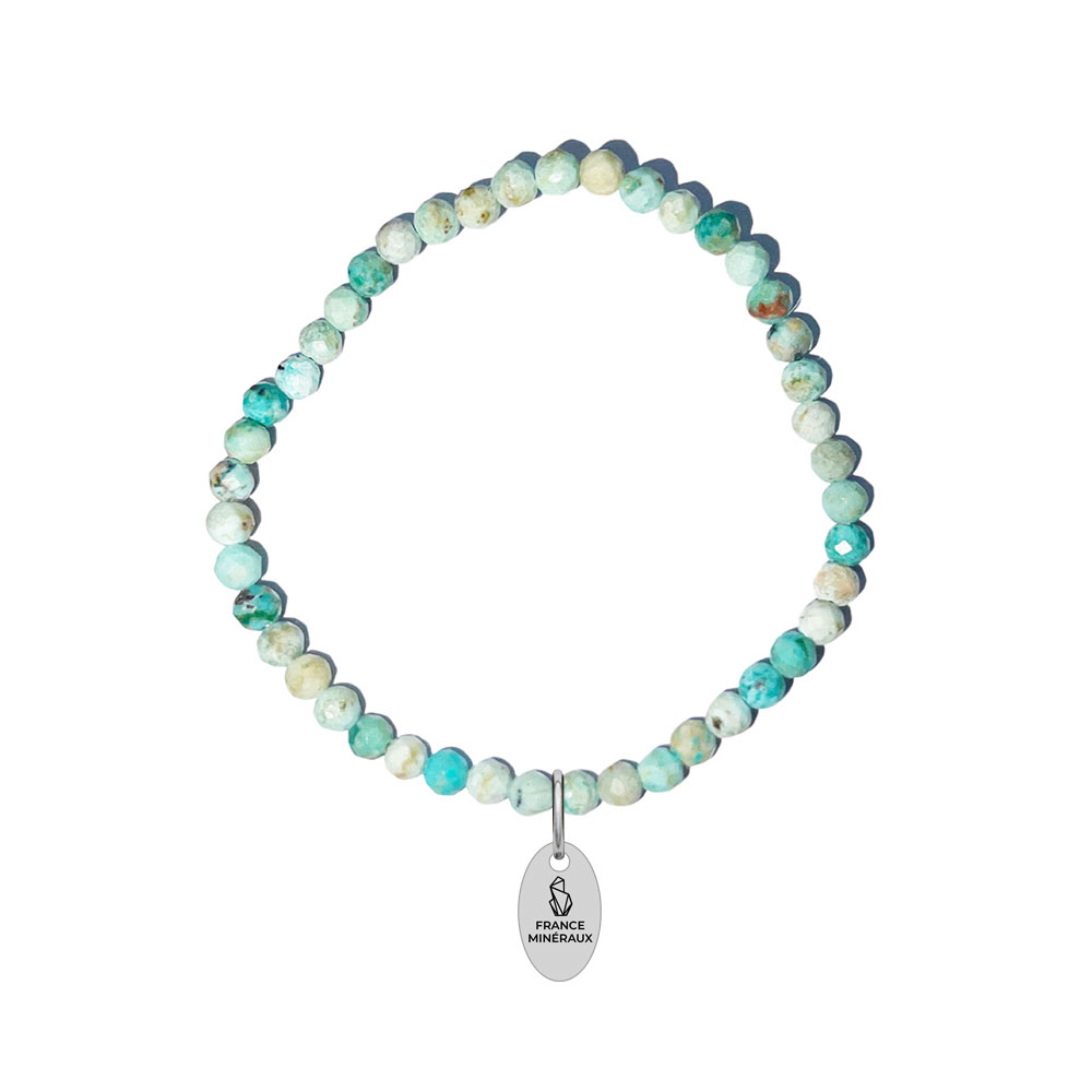 Bracelet Turquoise véritable - Perles facettées 3/4mm - 18cm