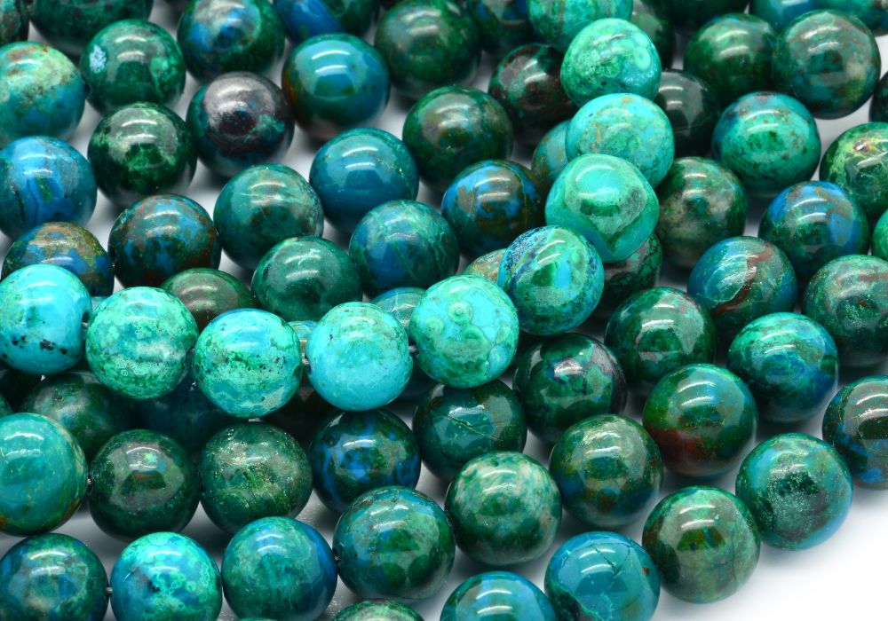 Pierre d'Eilat brute polisée - malachite azurite chrysocolle turquoise - mines Timna roi Salomon histoire biblique