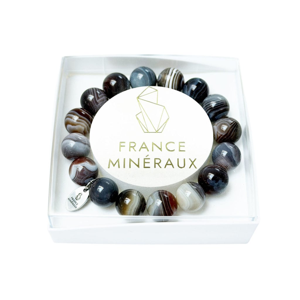 Bracelet Agate Botswana – Perles de 12mm