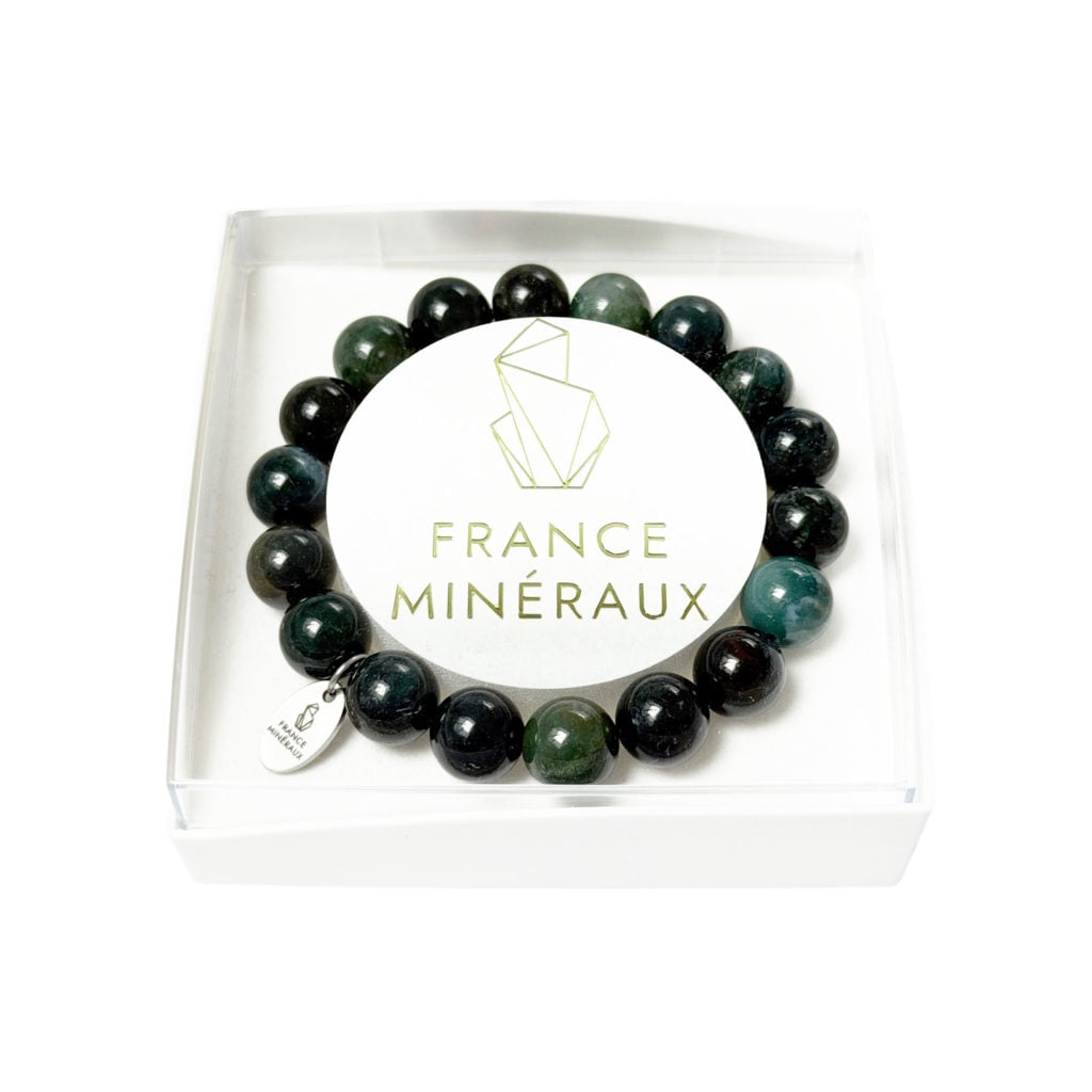 Bracelet Agate Mousse – Perles de 10mm