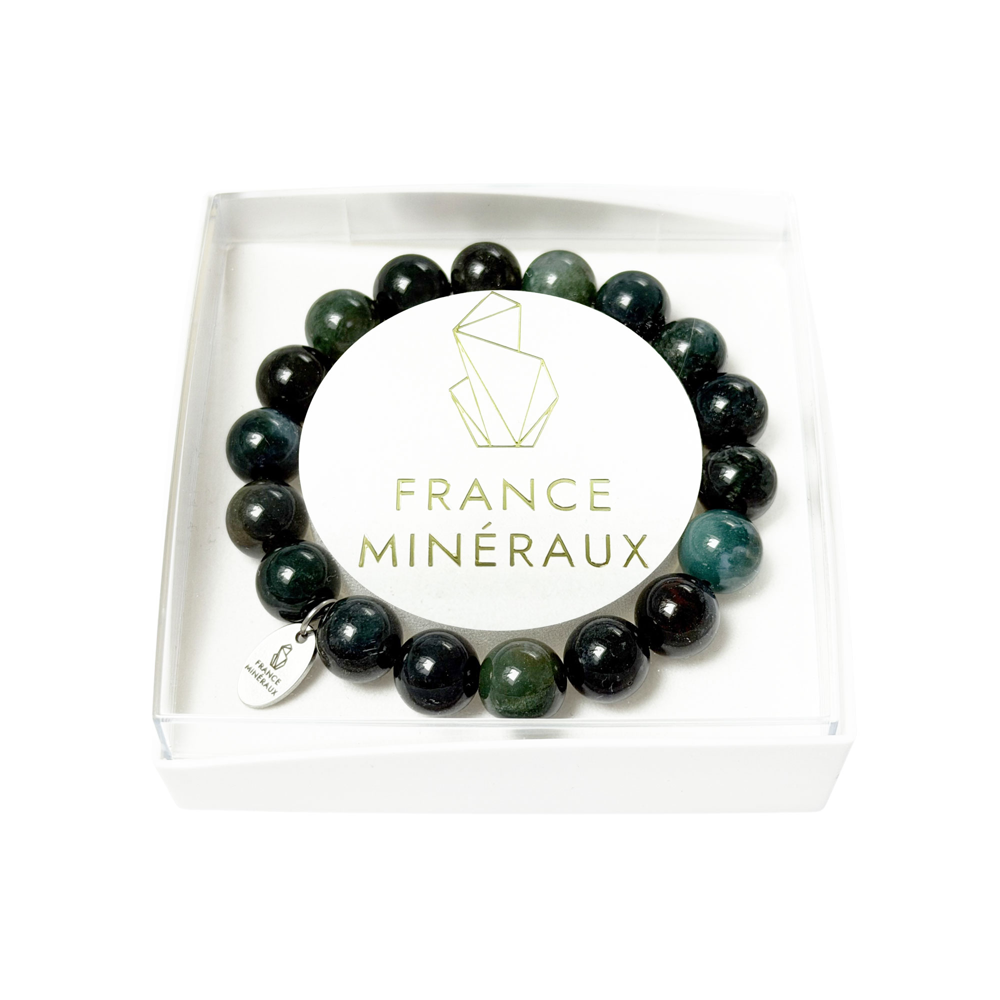 Bracelet Agate Mousse - Perles de 10mm