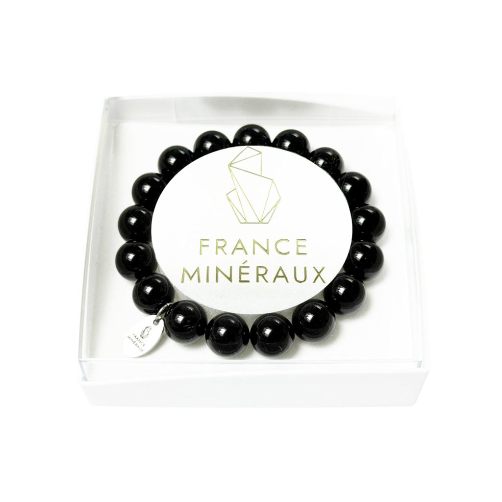 Bracelet Agate Noire – Perles de 10mm
