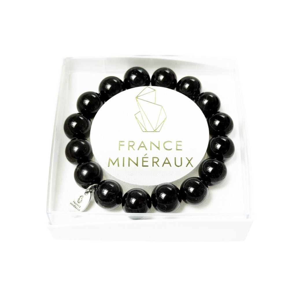 Bracelet Agate Noire – Perles de 12mm