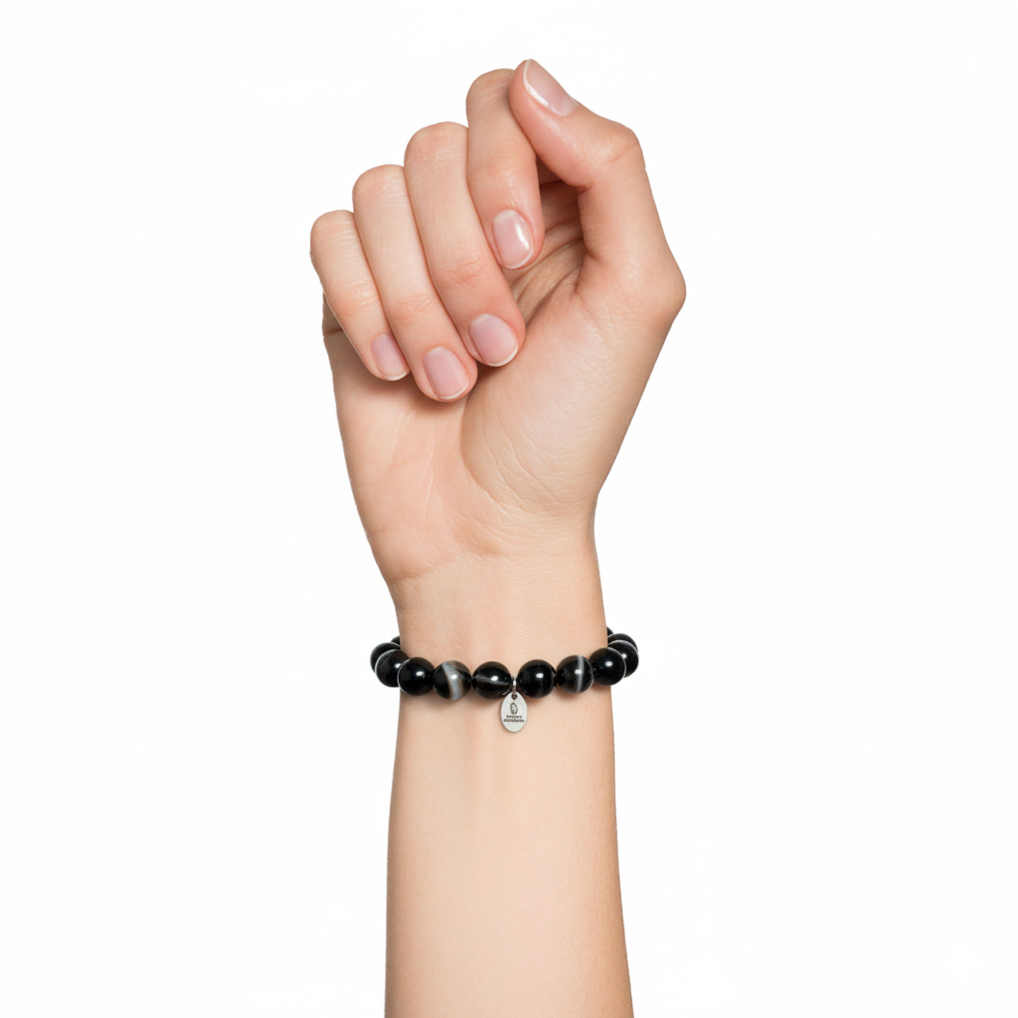 Bracelet Agate Noire Zonée - Perles de 12mm – Image 4