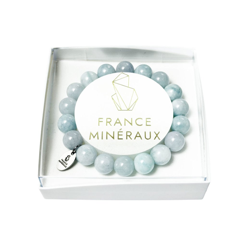 Bracelet Aigue-Marine – Perles de 10mm