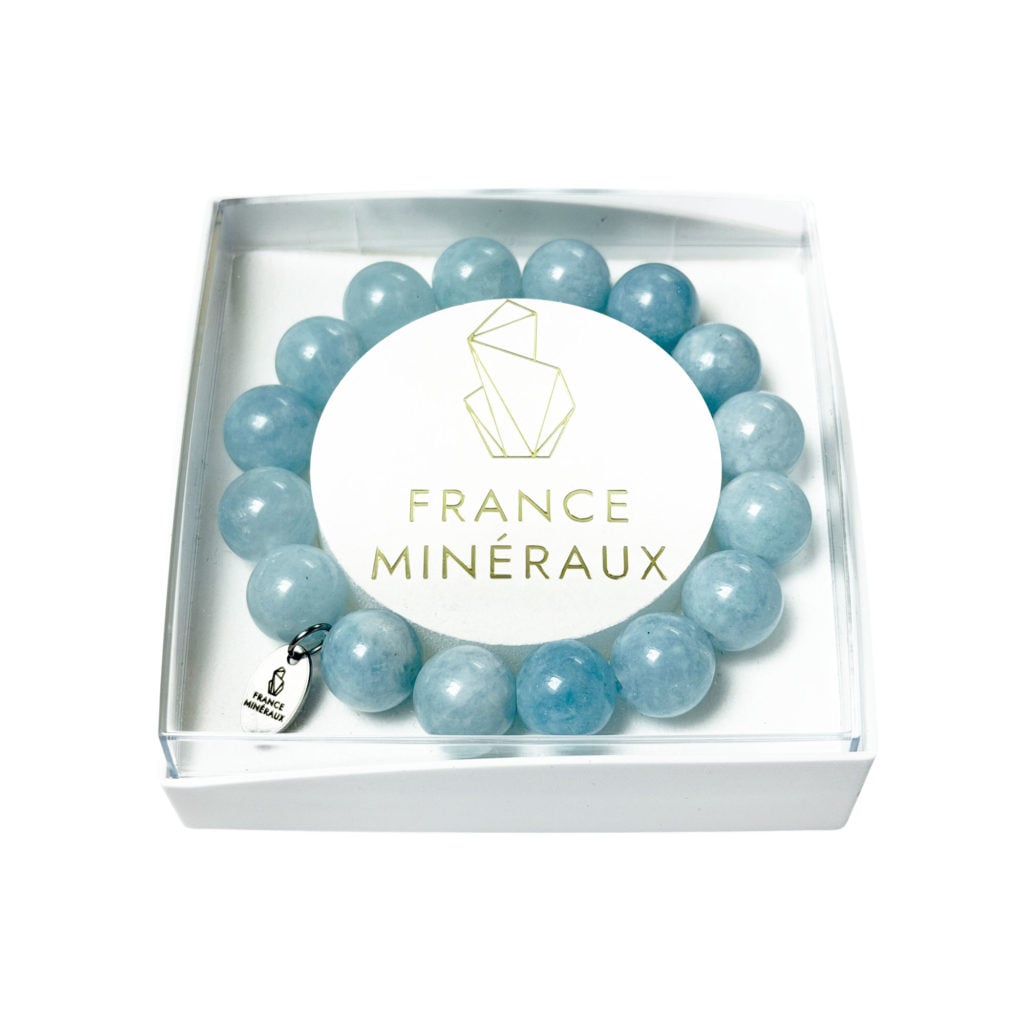 Bracelet Aigue-Marine – Perles de 12mm