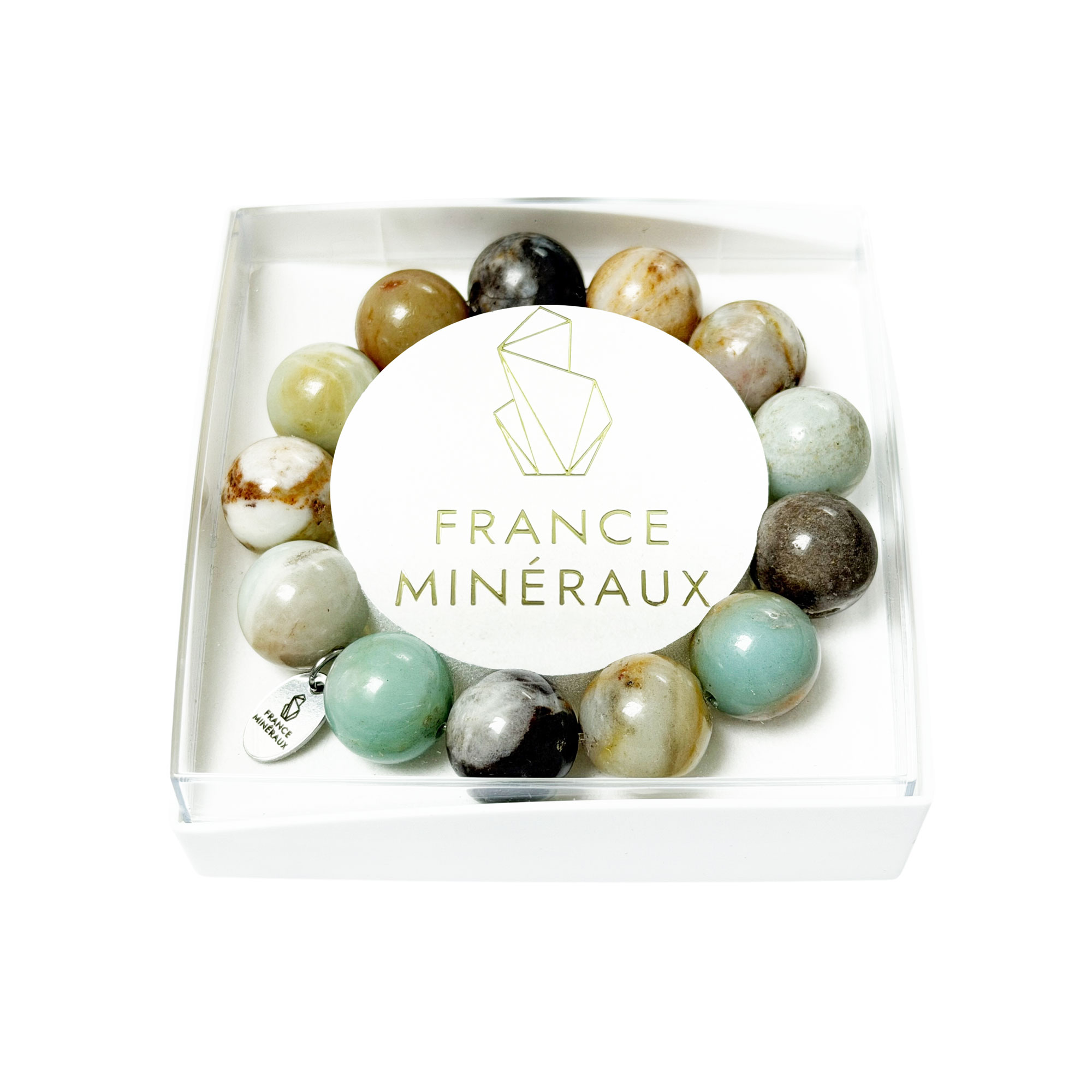 Bracelet Amazonite Multicolore - Perles de 14mm