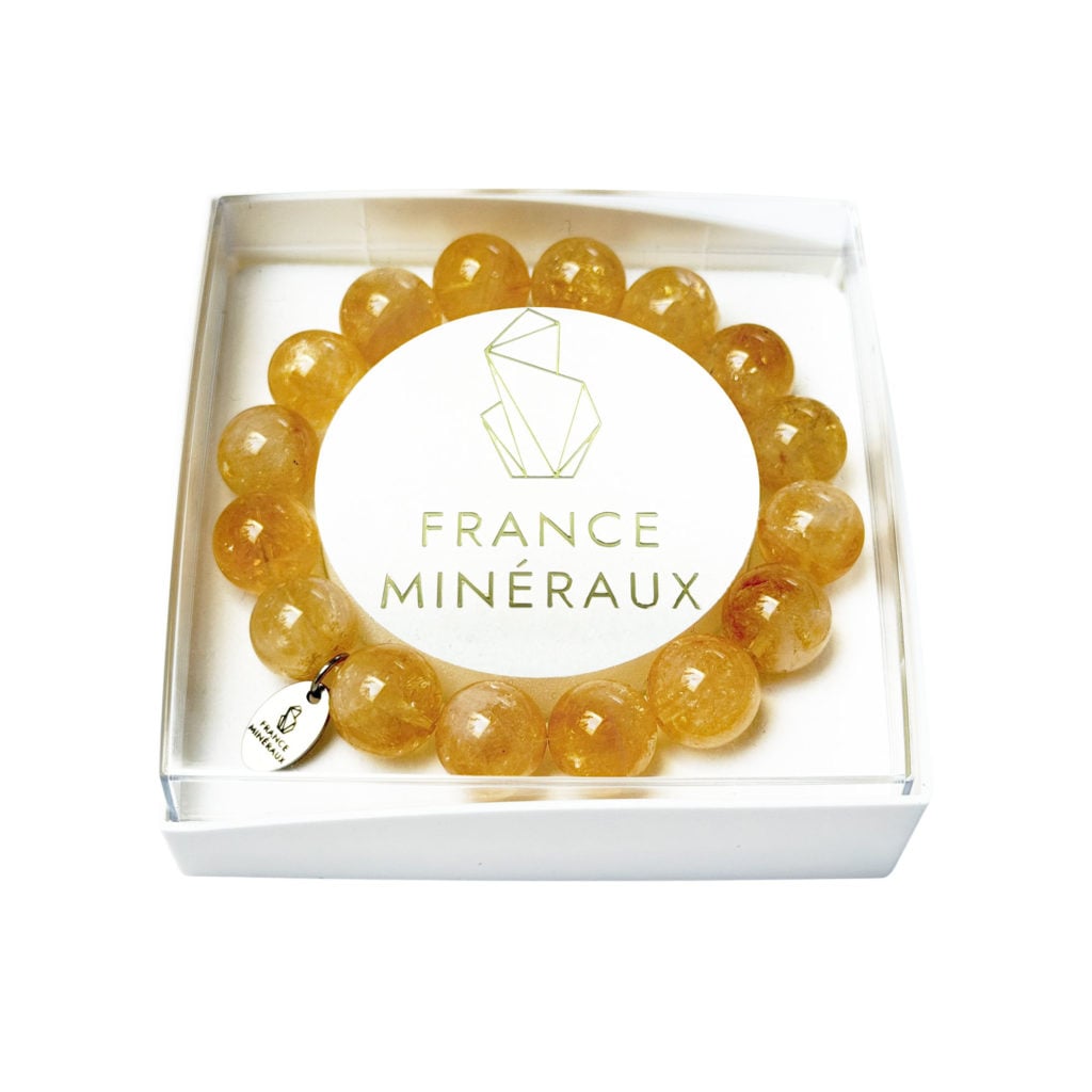 Bracelet Citrine – Perles de 12mm