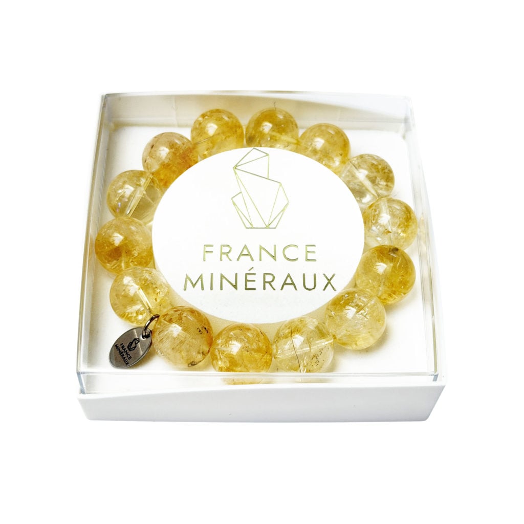Bracelet Citrine – Perles de 14mm