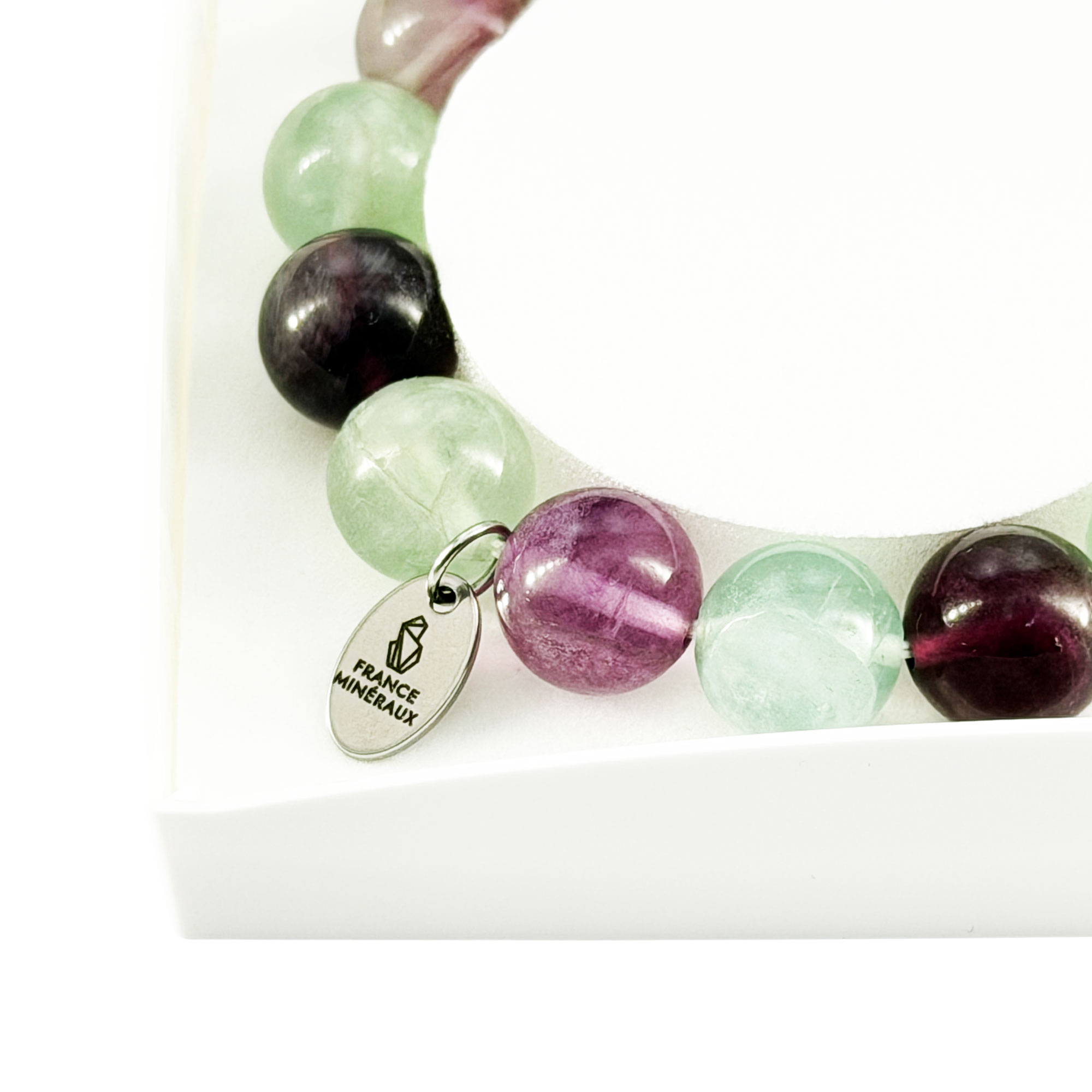 Bracelet Fluorite Multicolore - Perles de 12mm – Image 4