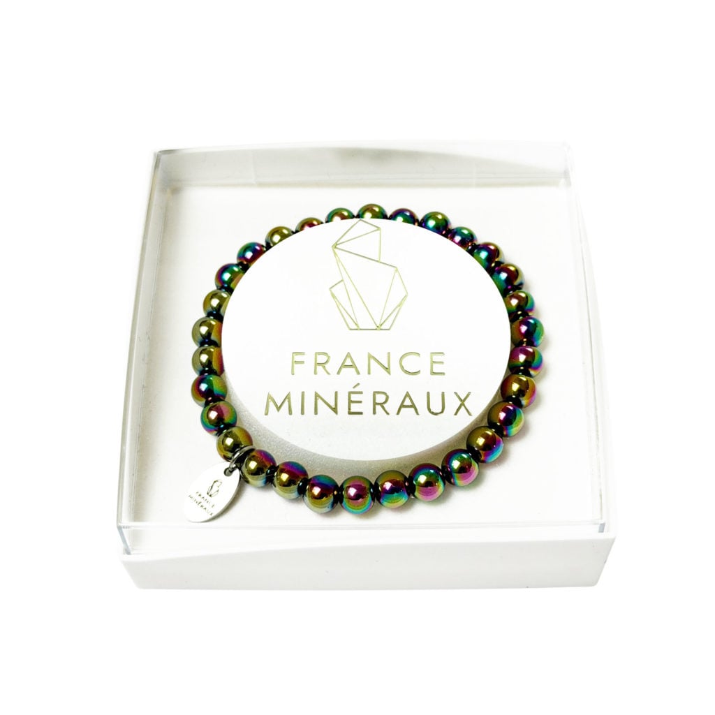 Bracelet Hématite Arc-en-ciel – Perles de 6mm