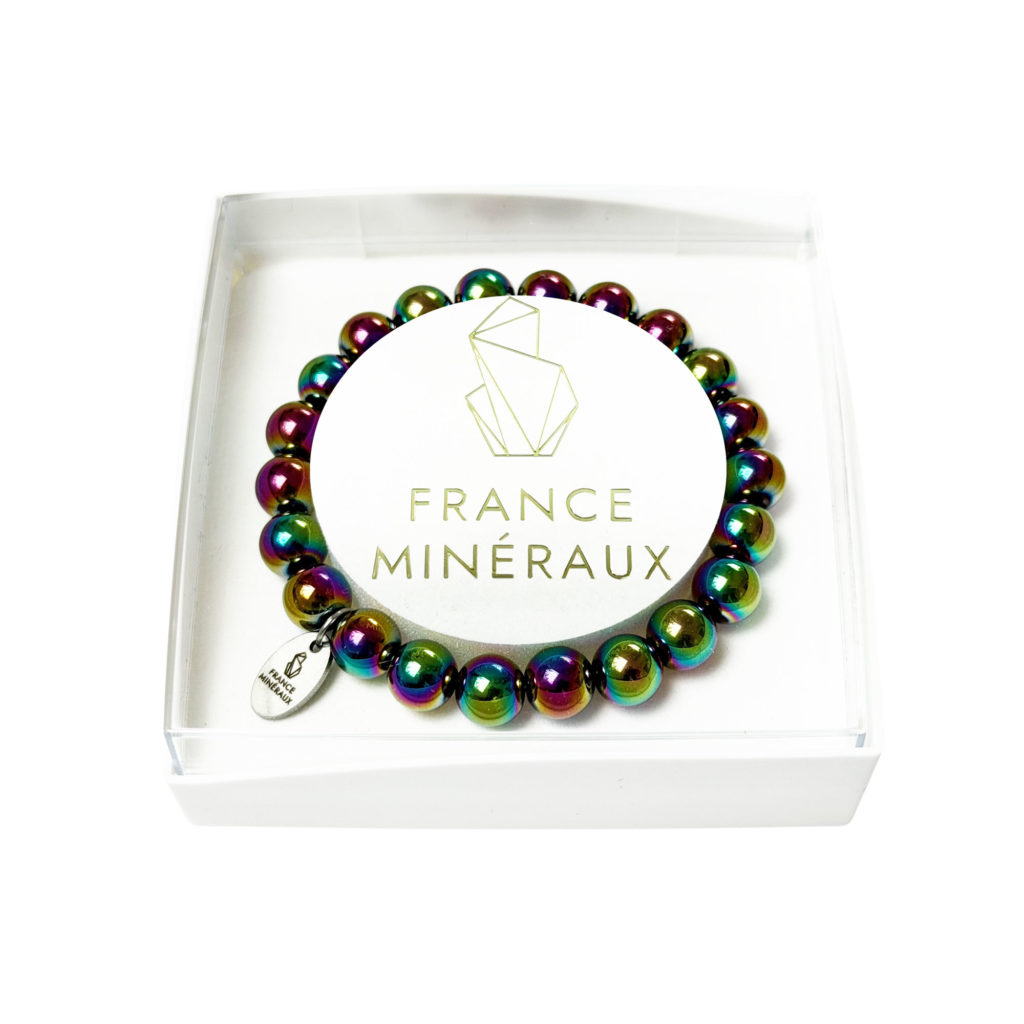 Bracelet Hématite Arc-en-ciel – Perles de 8mm