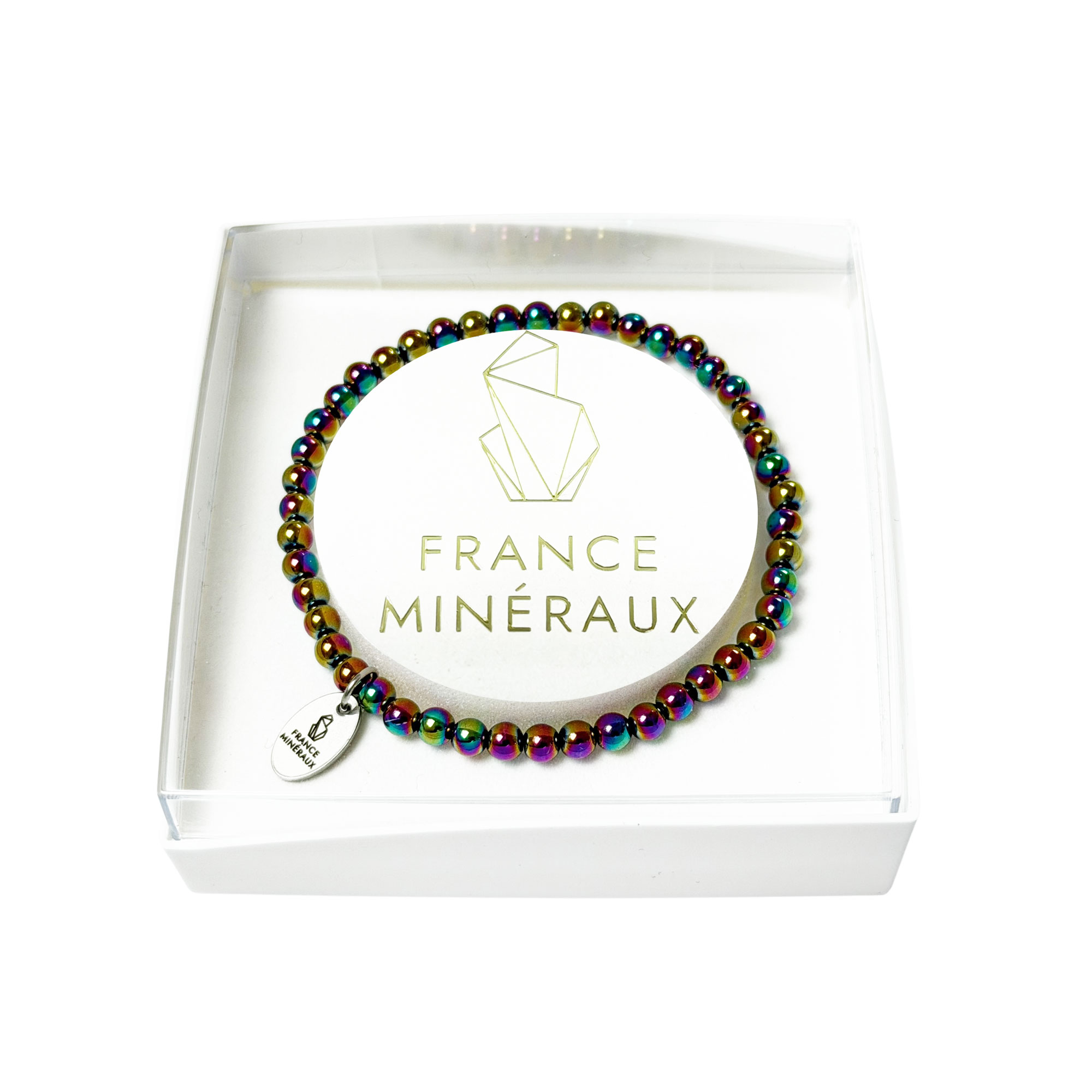 Bracelet Hématite Arc-en-ciel - Perles de 3-4mm