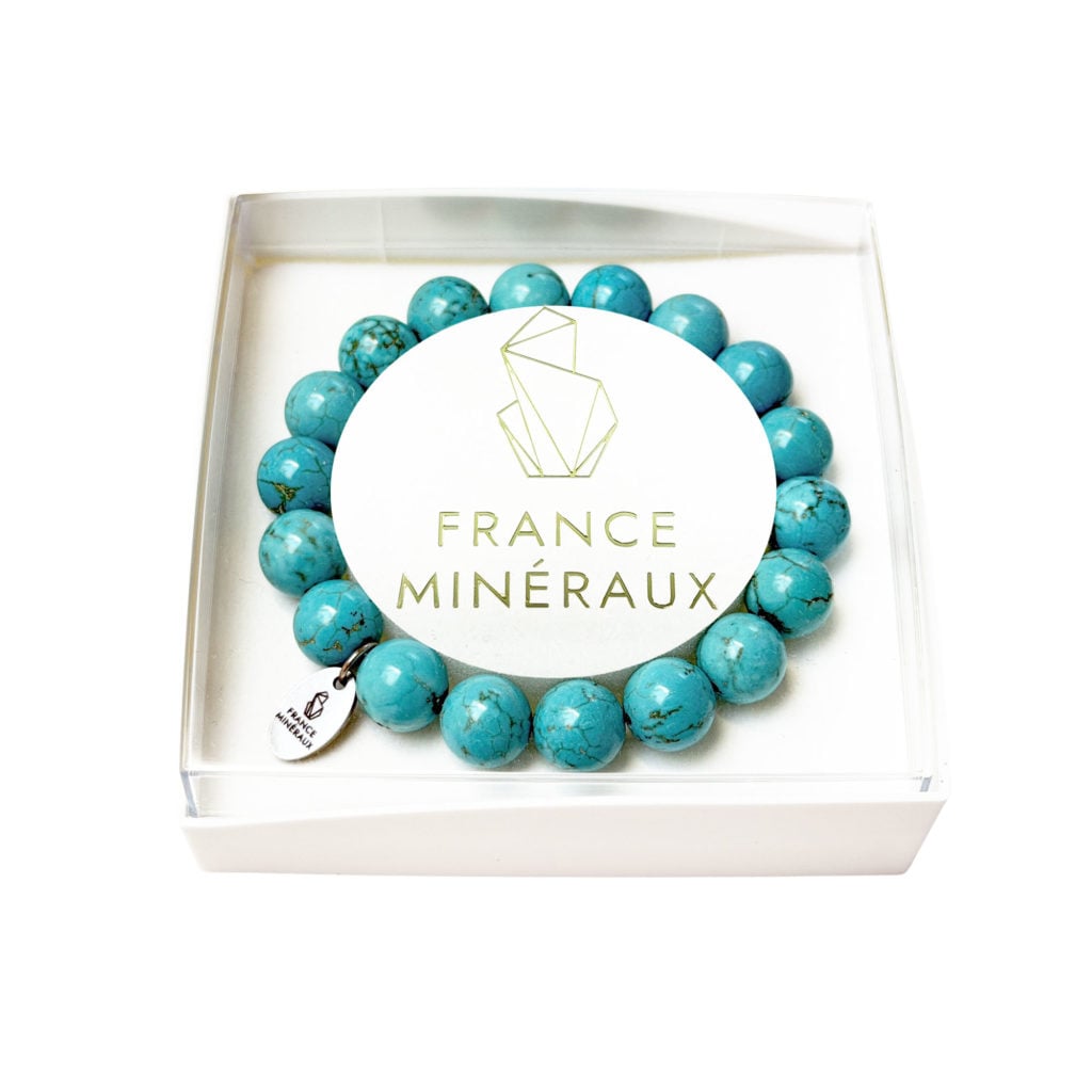 Bracelet Howlite Bleue – Perles de 10mm