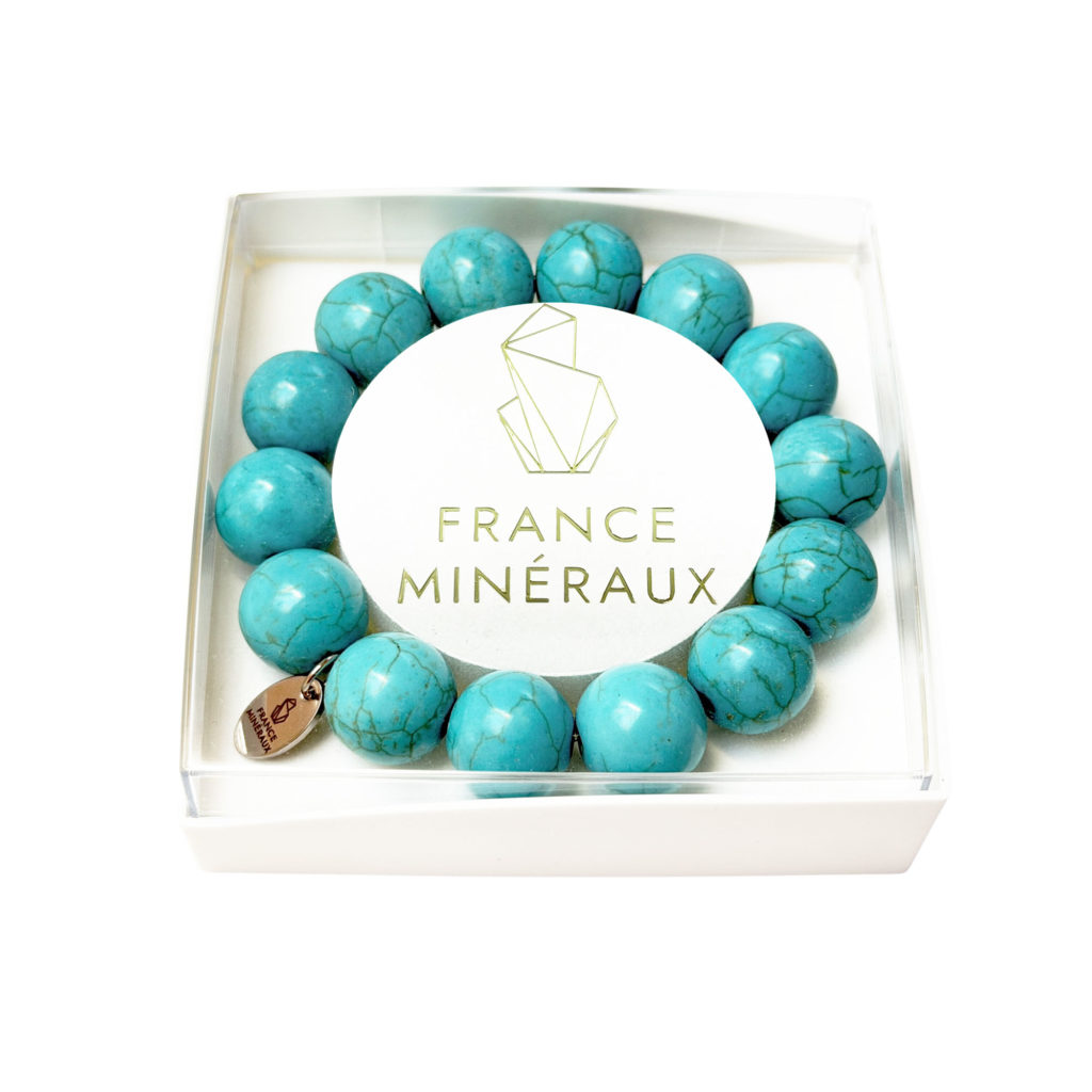 Bracelet Howlite Bleue – Perles de 14mm