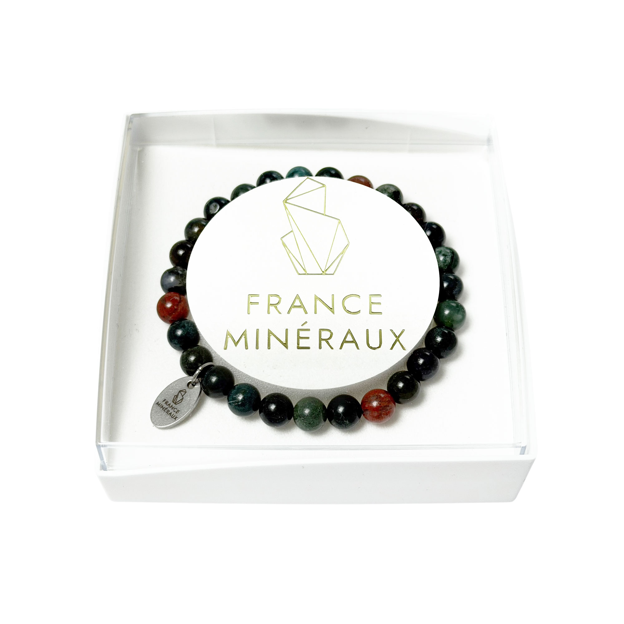 Bracelet Jaspe Héliotrope - Perles de 6mm