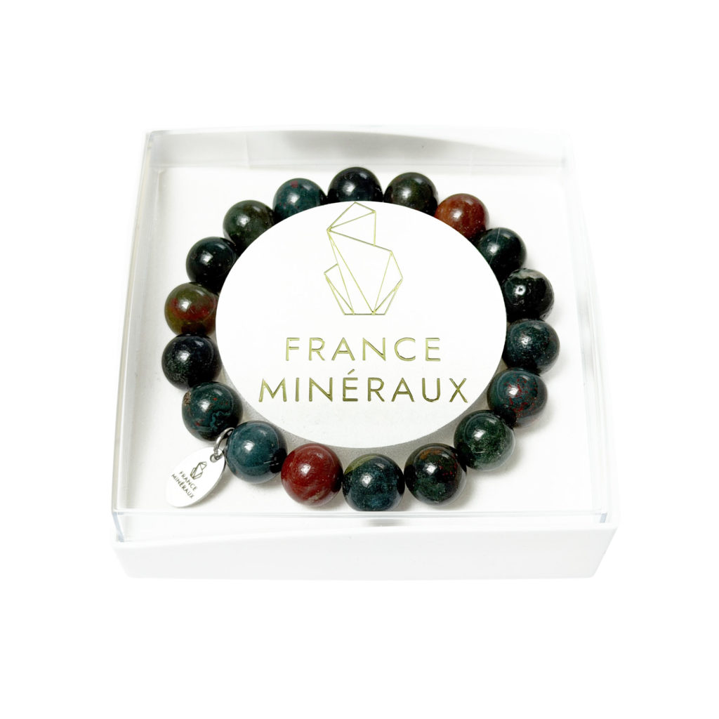 Bracelet Jaspe Héliotrope – Perles de 10mm