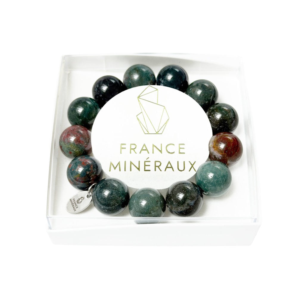 Bracelet Jaspe Héliotrope – Perles de 14mm
