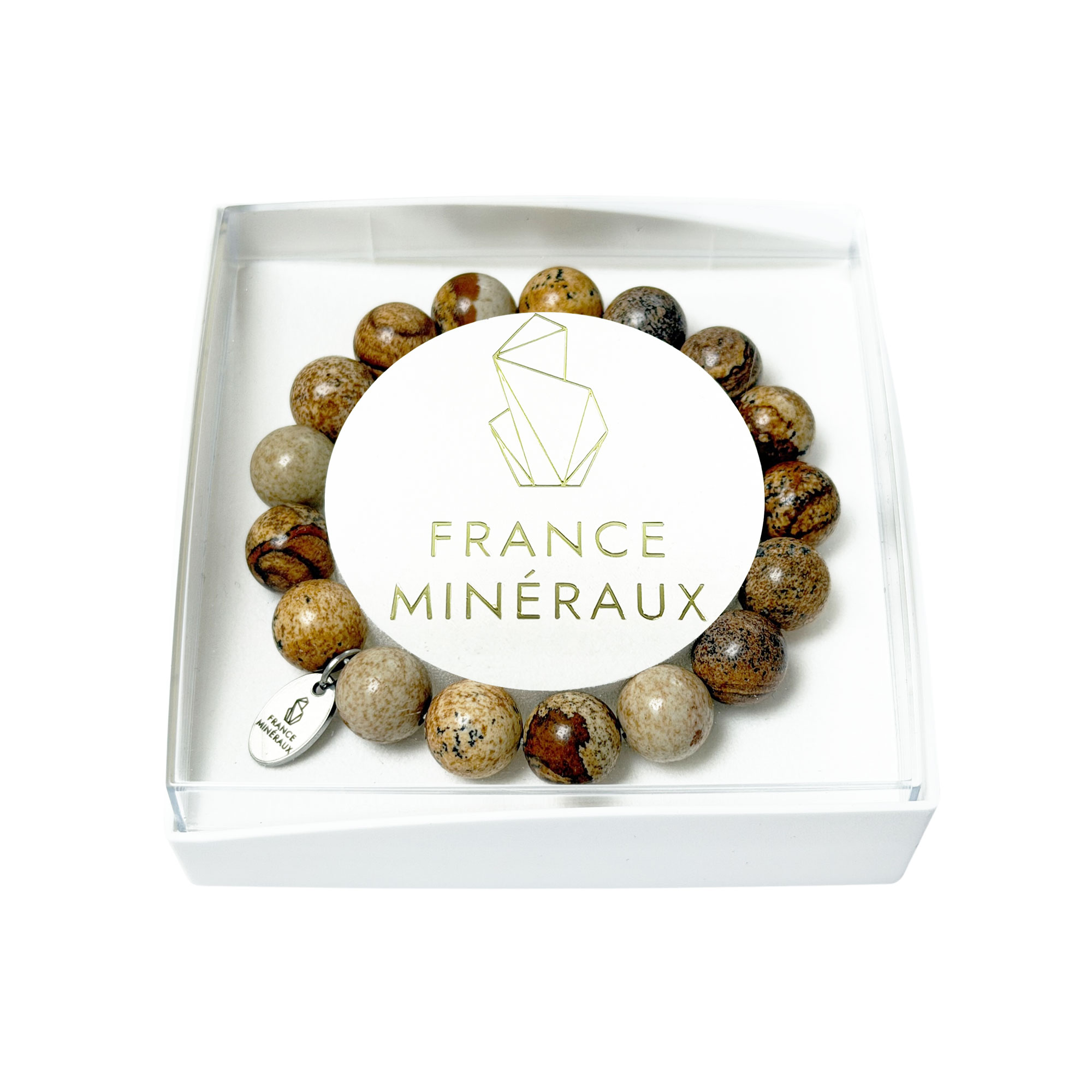 Bracelet Jaspe Paysage - Perles de 10mm