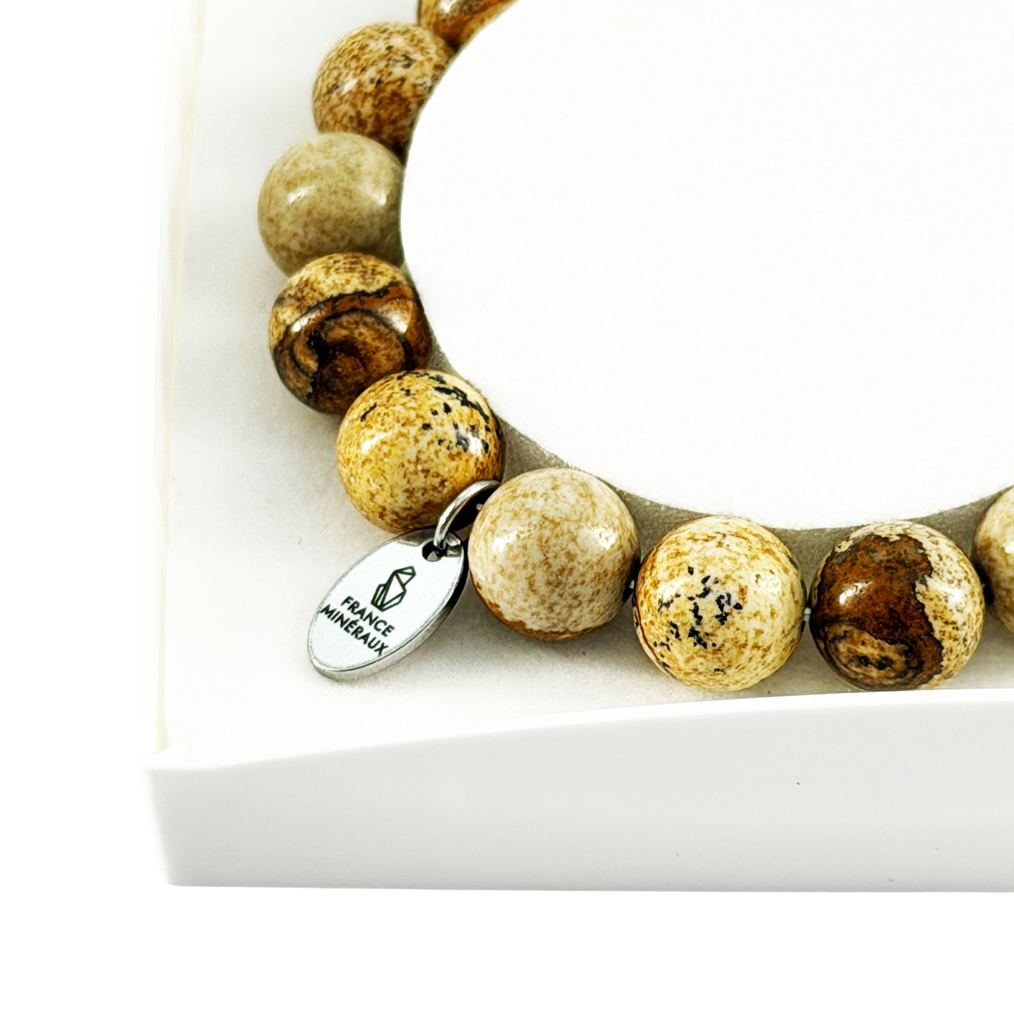 Bracelet Jaspe Paysage - Perles de 10mm – Image 3