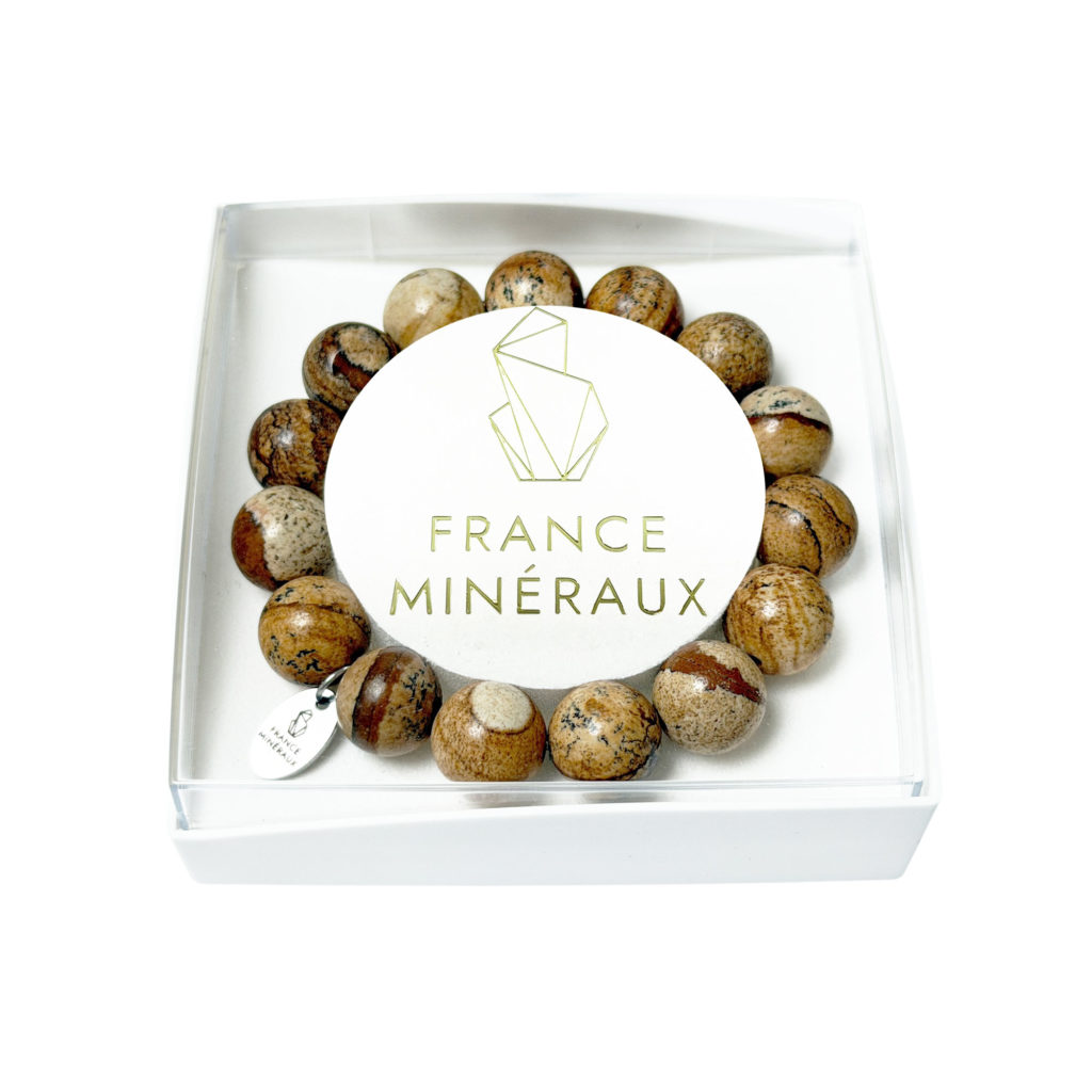 Bracelet Jaspe Paysage – Perles de 12mm