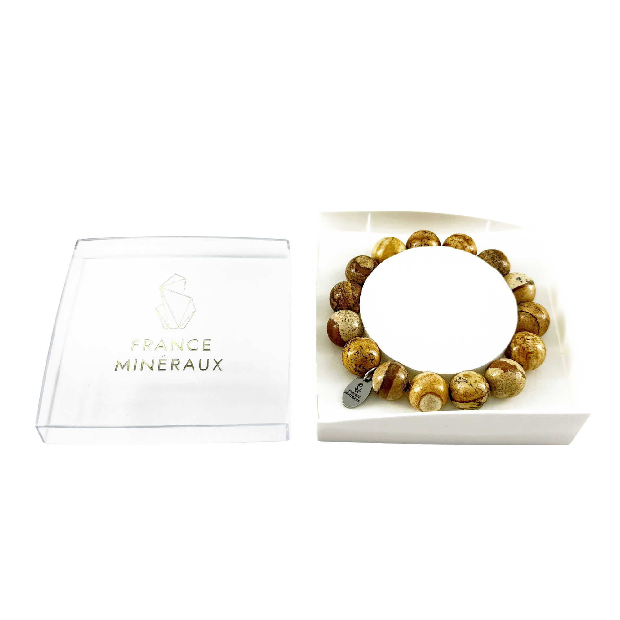 Bracelet Jaspe Paysage - Perles de 12mm – Image 2