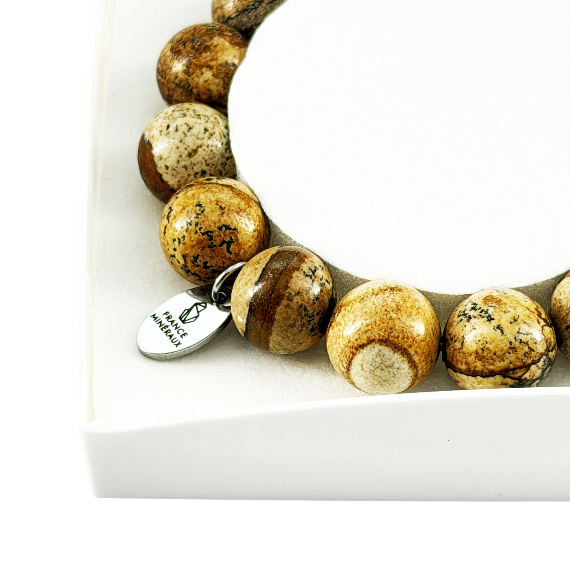 Bracelet Jaspe Paysage - Perles de 12mm – Image 3