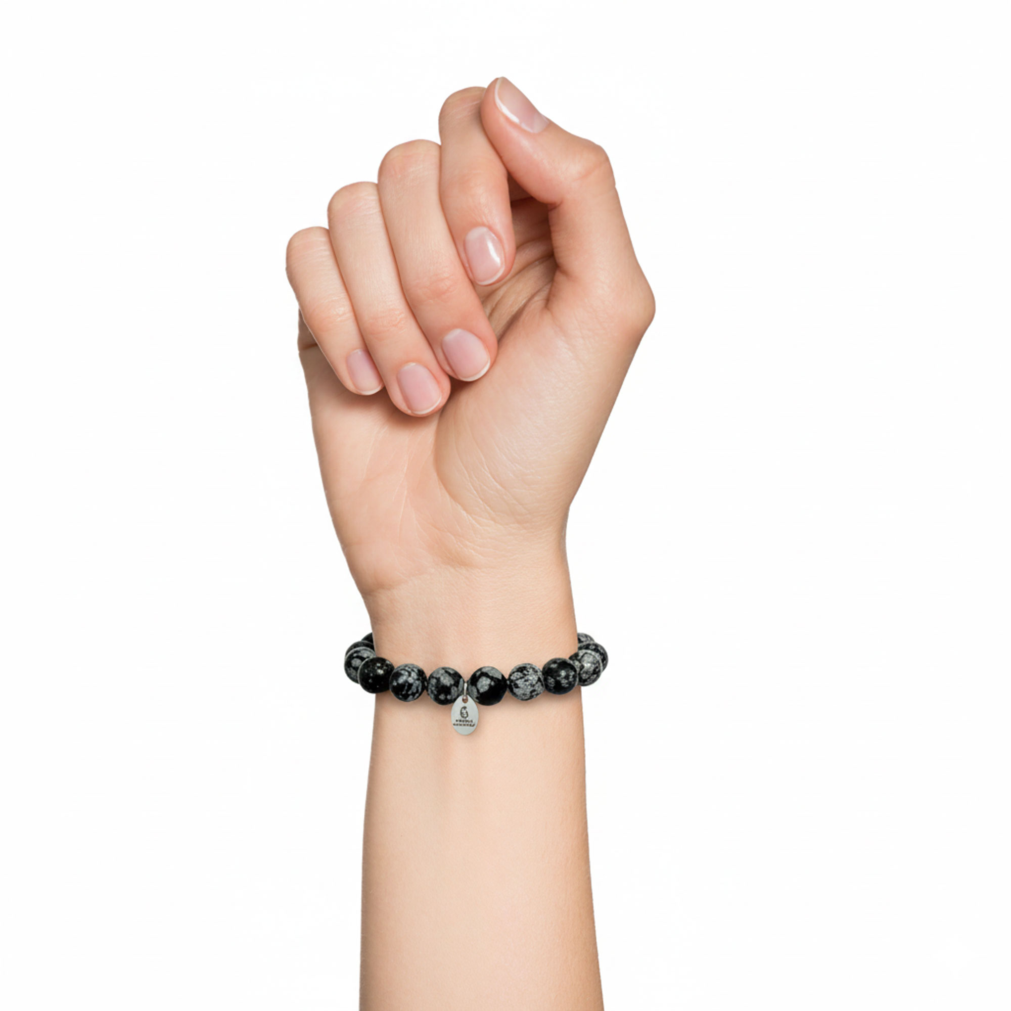 Bracelet Obsidienne Neige - Perles de 10mm – Image 2