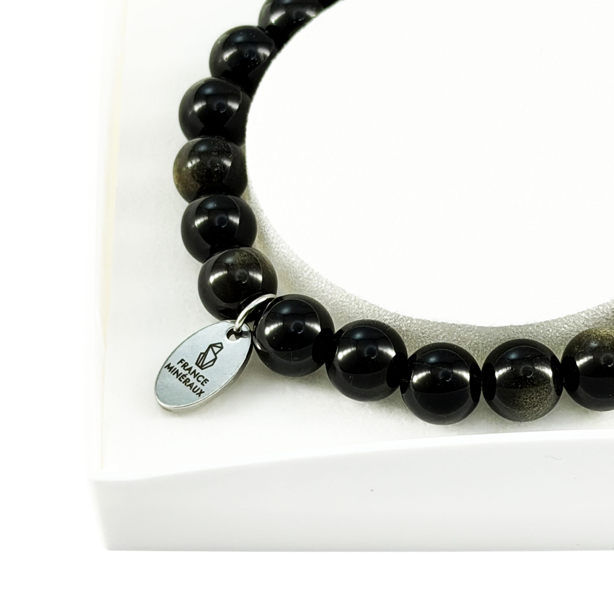 Bracelet Obsidienne Noire - Perles de 8mm – Image 4