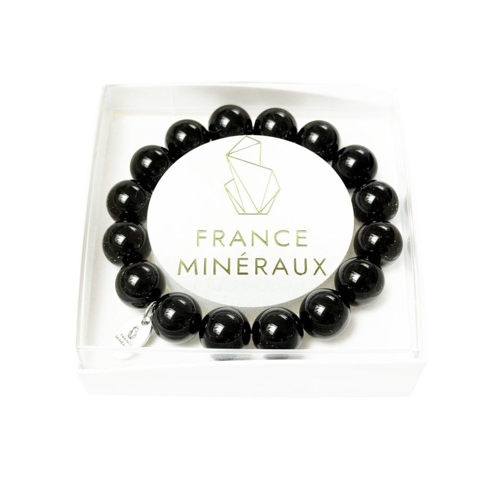 Bracelet Obsidienne Noire – Perles de 12mm