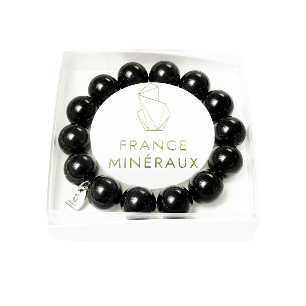 Bracelet Obsidienne Noire – Perles de 14mm