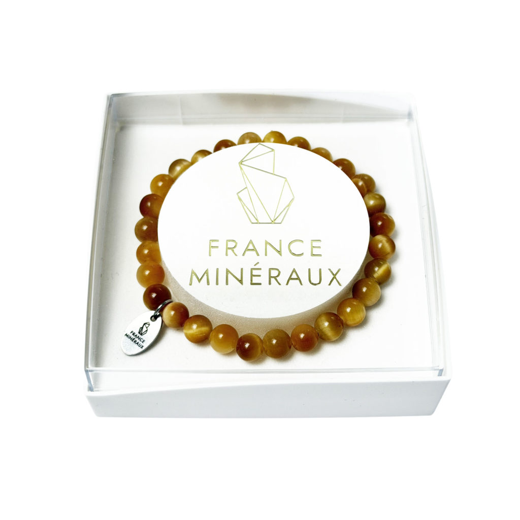 Bracelet Oeil de Tigre Doré – Perles de 6mm
