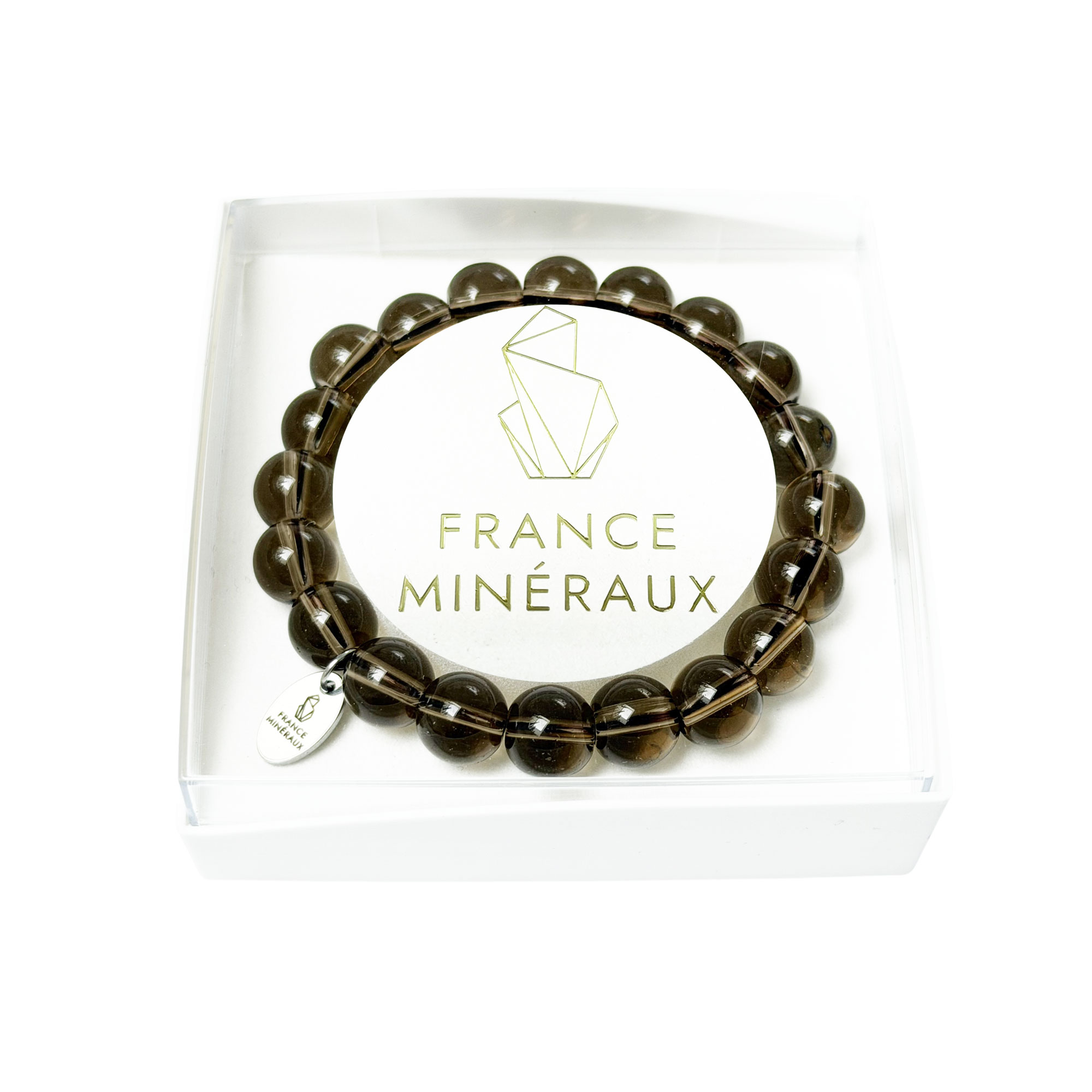 Bracelet Quartz Fumé - Perles de 10mm