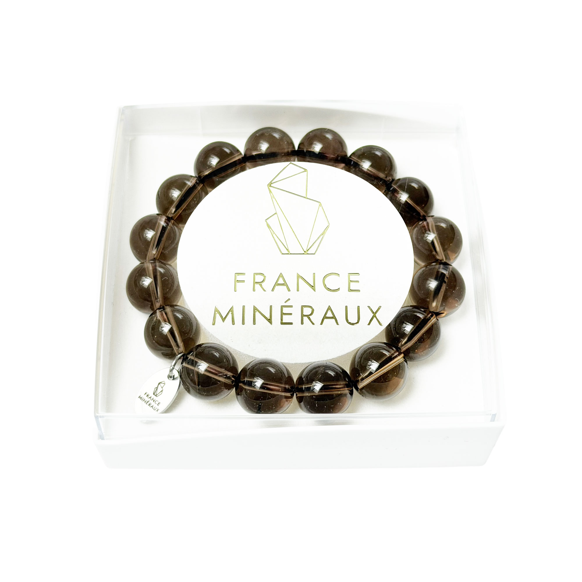 Bracelet Quartz Fumé - Perles de 12mm