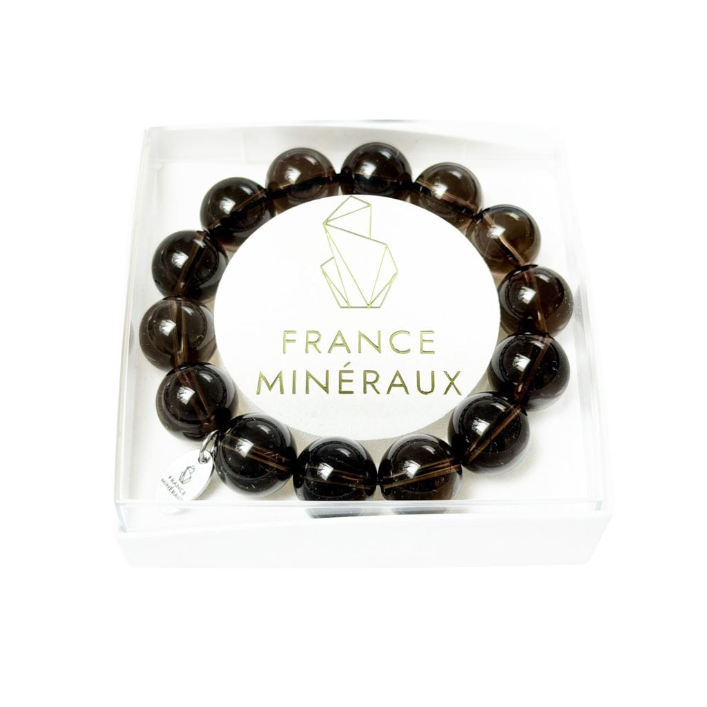 Bracelet Quartz Fumé – Perles de 14mm