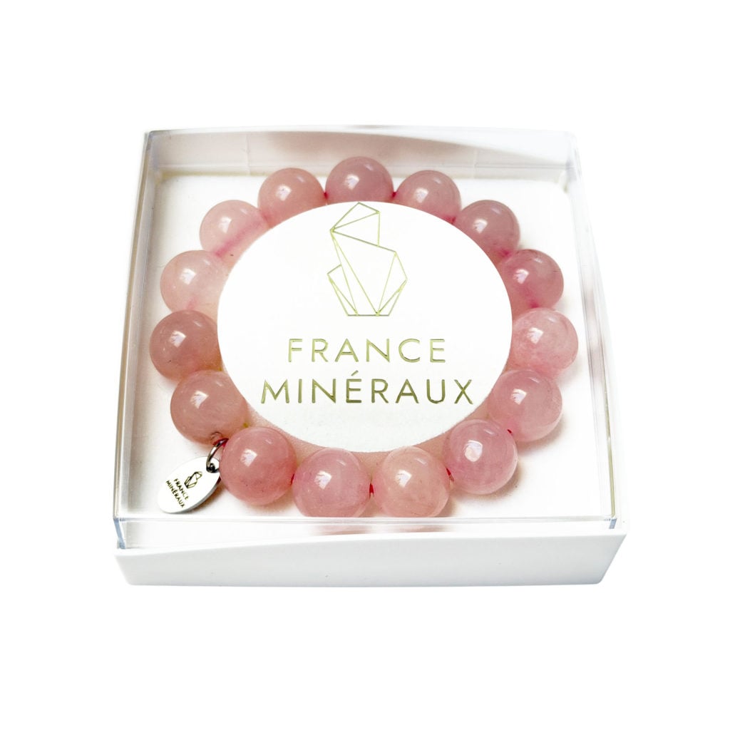 Bracelet Quartz Rose – Perles de 12mm