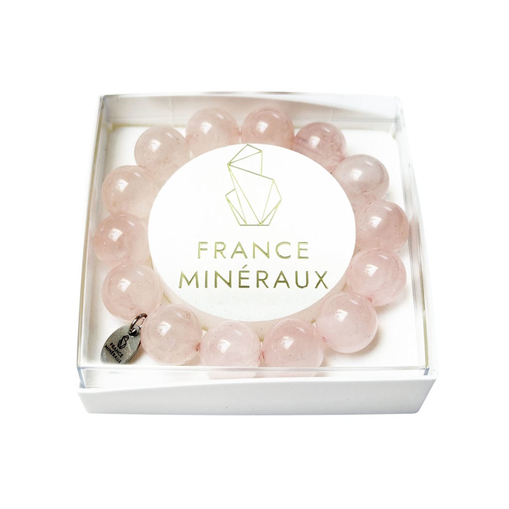 Bracelet Quartz Rose – Perles de 14mm