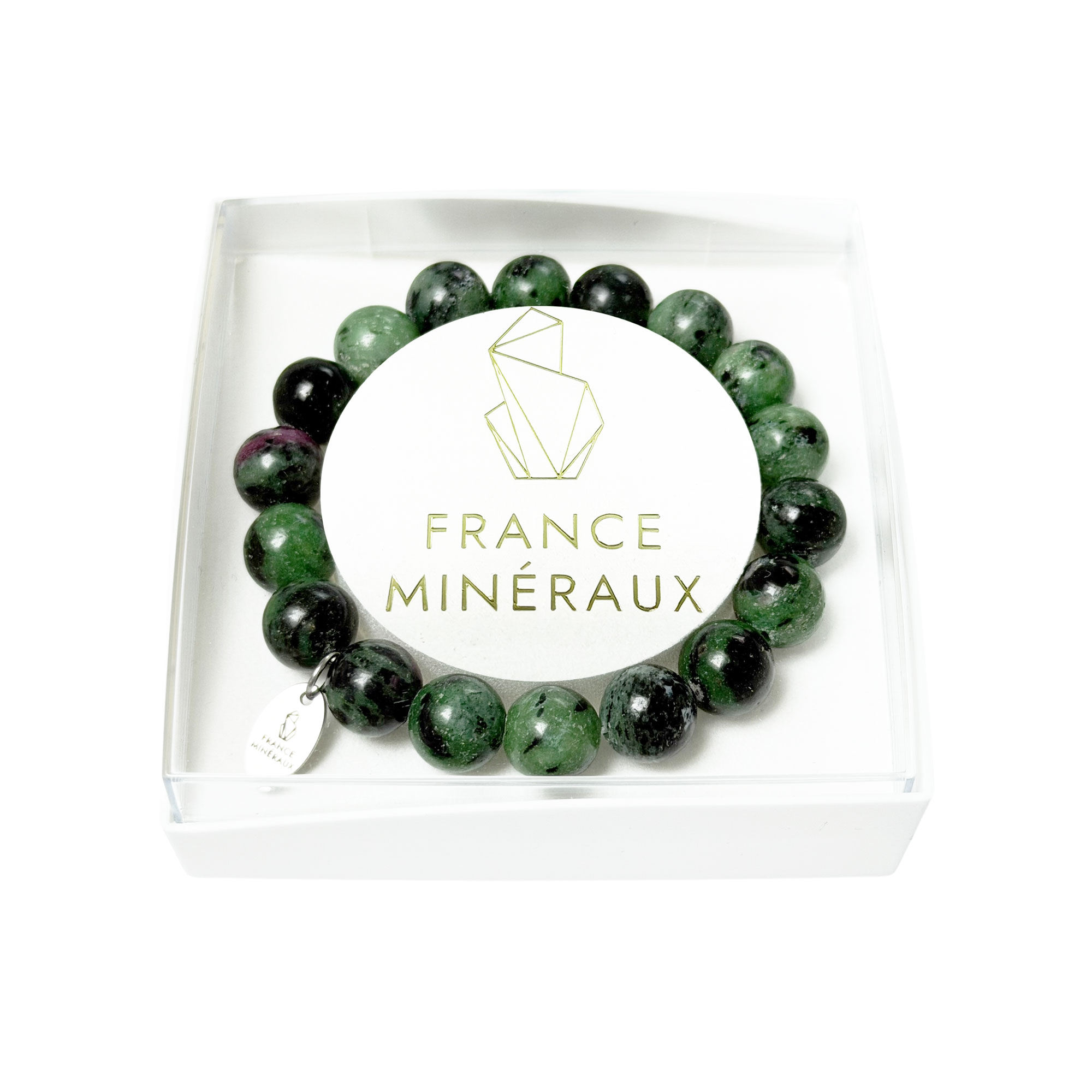 Bracelet Rubis sur Zoïsite - Perles de 10mm