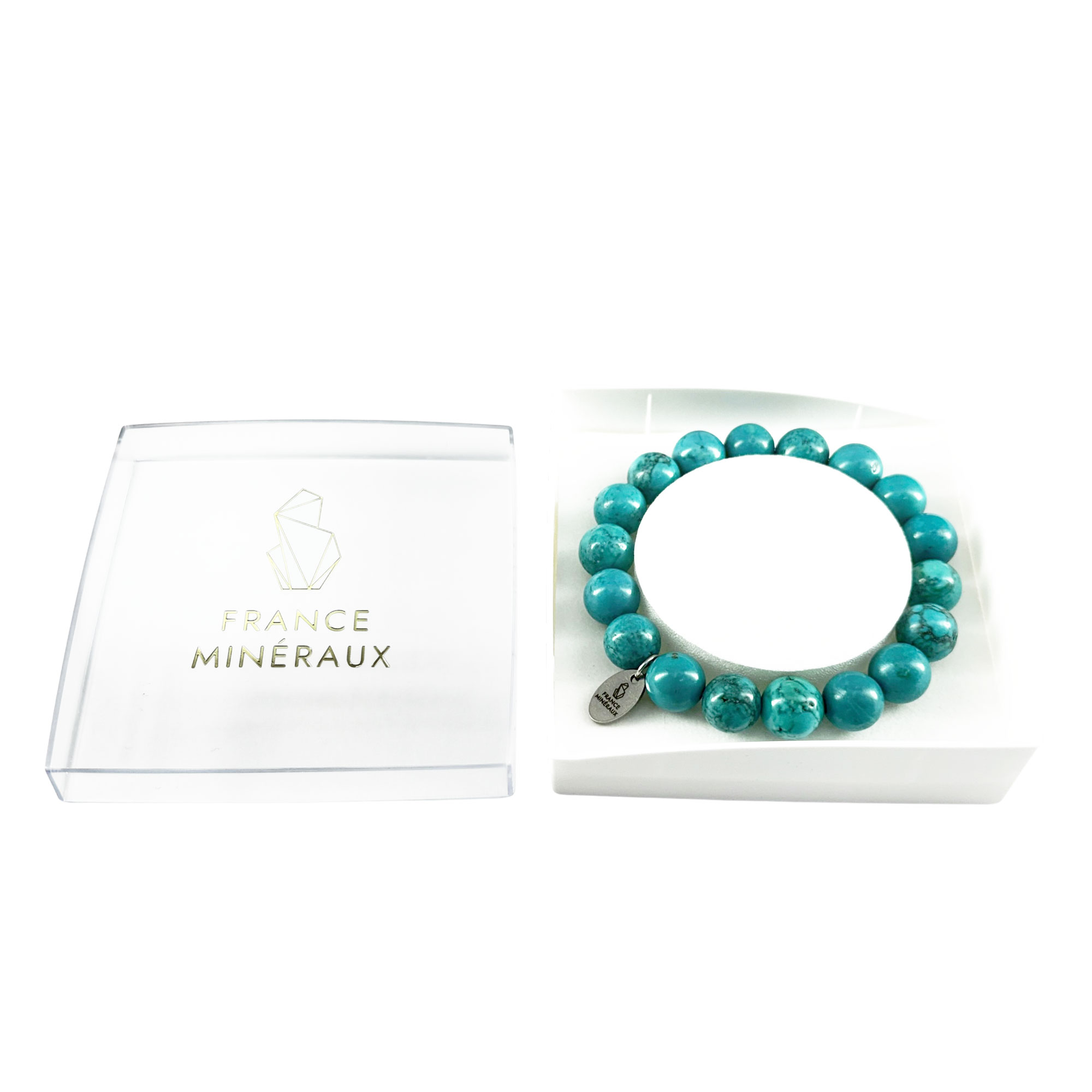 Bracelet Turquoise Stabilisée - Perles de 10mm – Image 3