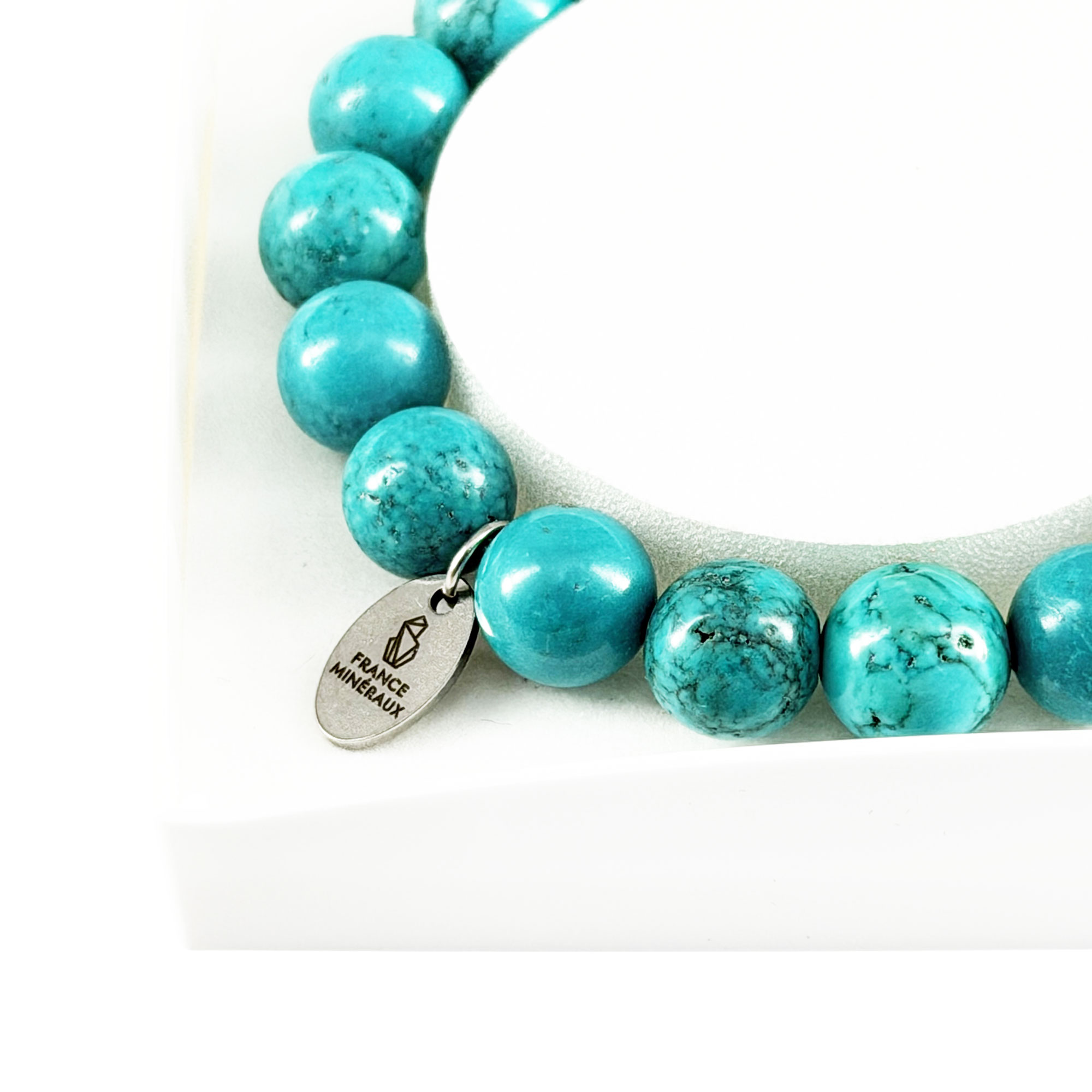 Bracelet Turquoise Stabilisée - Perles de 10mm – Image 4