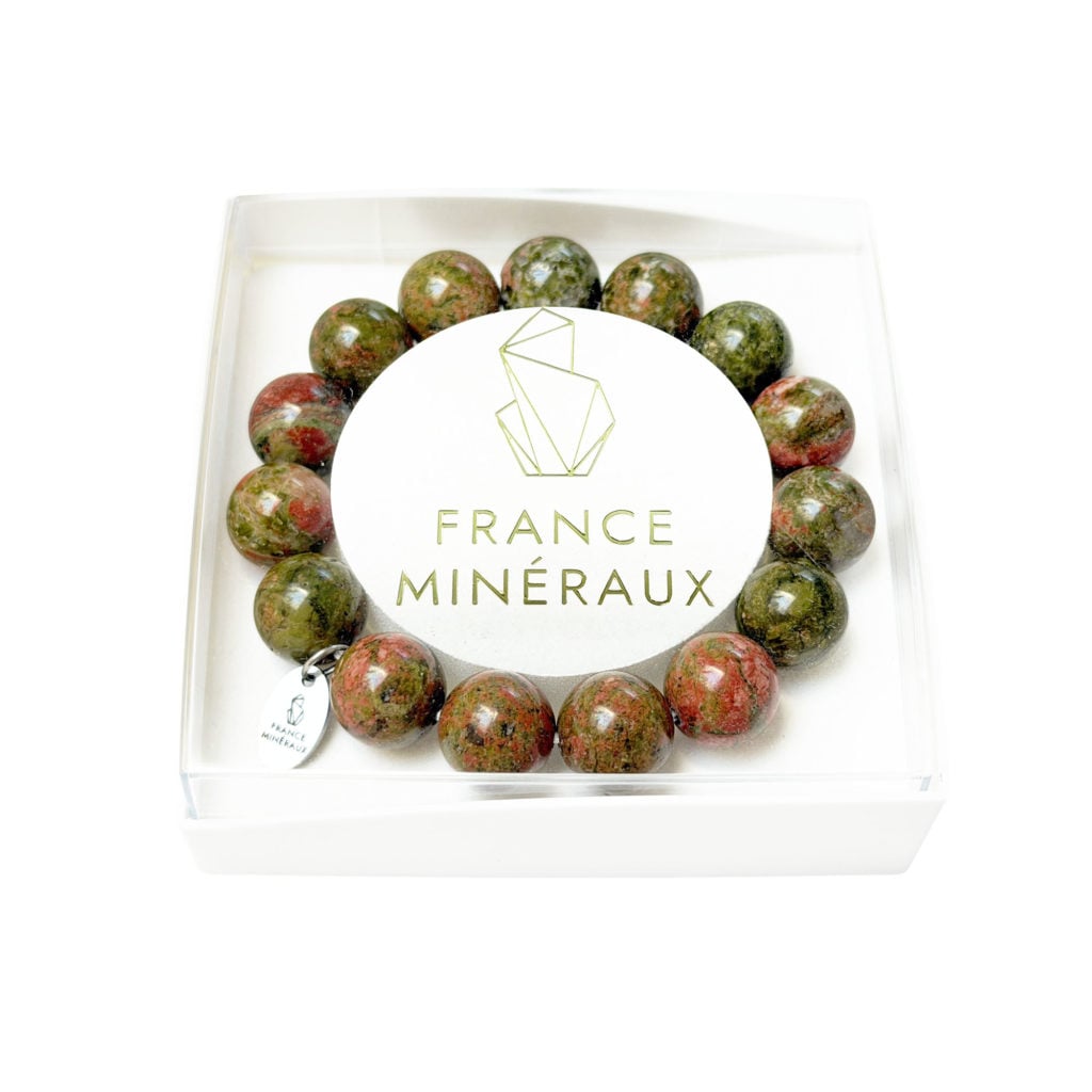 Bracelet Unakite – Perles de 12mm
