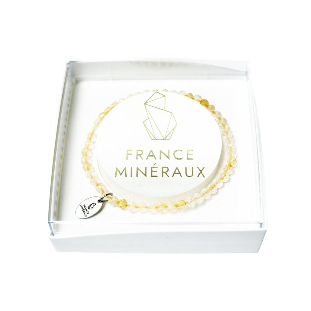 Bracelet Citrine – Perles facettées 3/4mm – 18cm