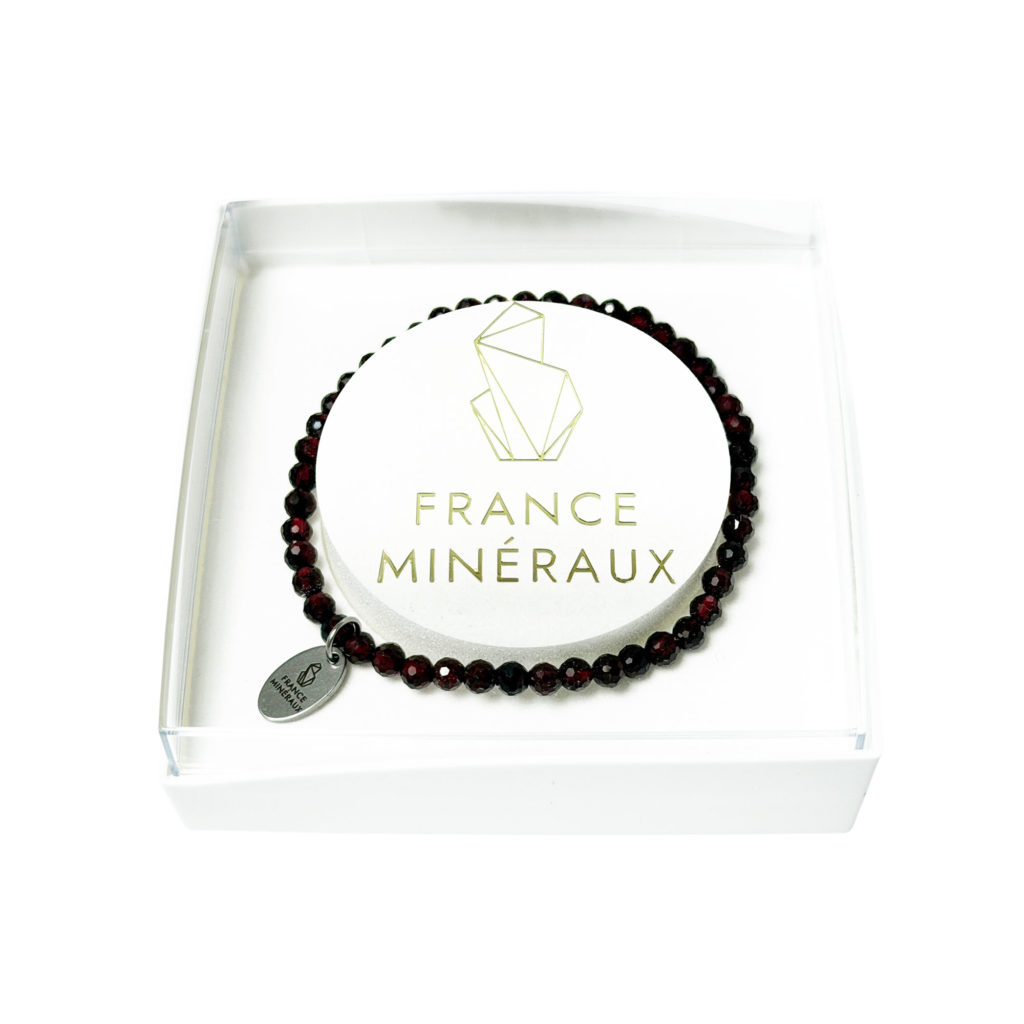 Bracelet Grenat – Perles facettées 3/4mm – 18cm