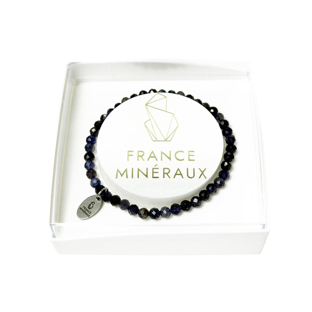 Bracelet Iolite – Perles facettées 3/4mm – 18cm